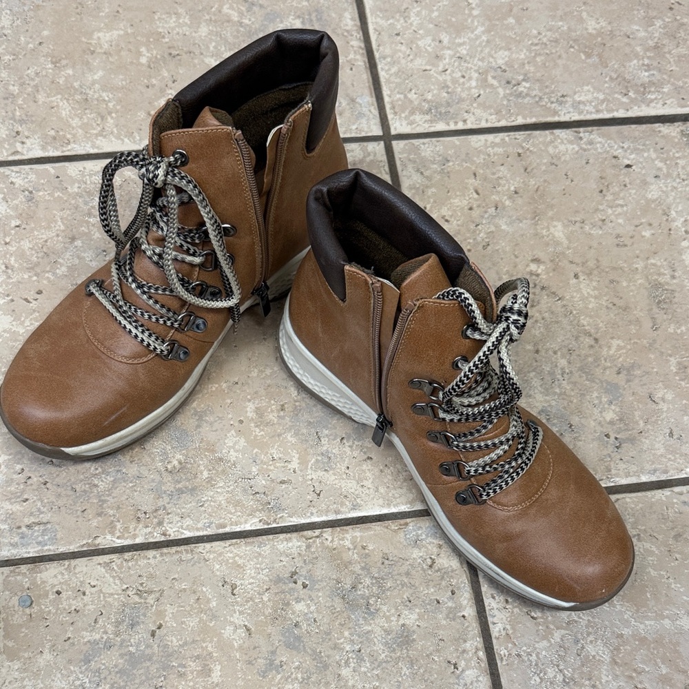 Maurices Brown Ankle Boots with Black Accents